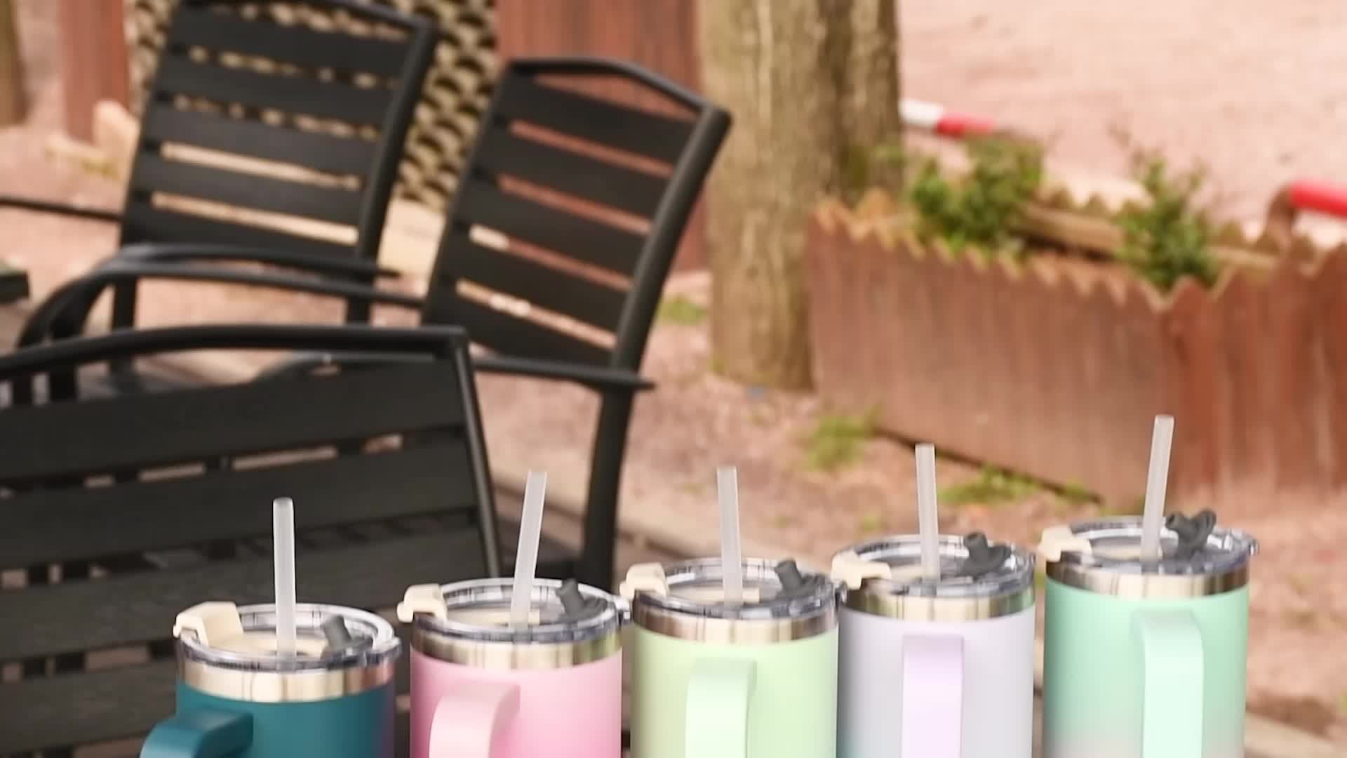 WATERSY 30oz/40oz Stainless Steel Tumbler with Handle & Straw