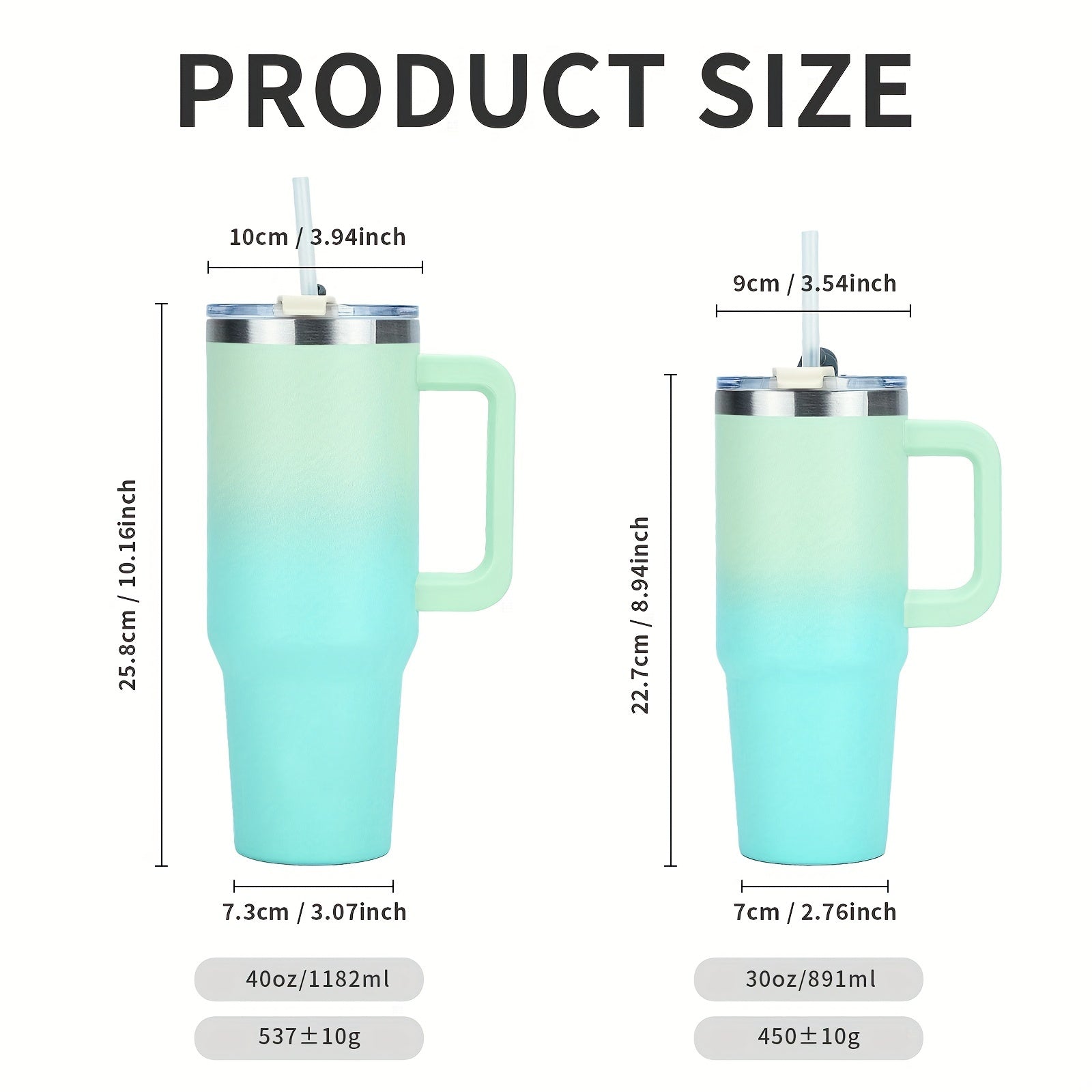 WATERSY 30oz/40oz Stainless Steel Tumbler with Handle & Straw