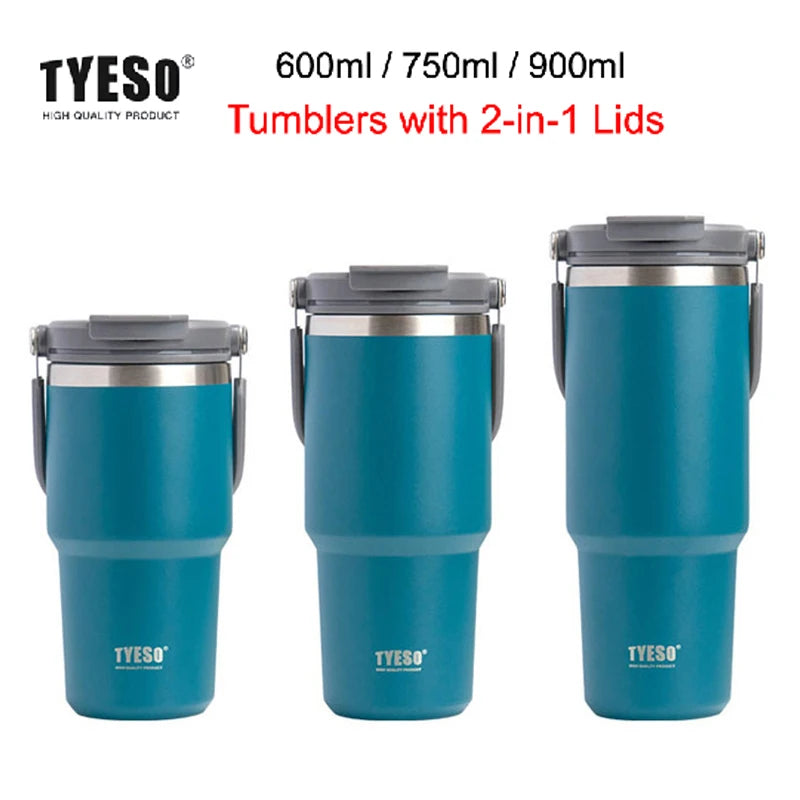 Tyeso Stainless Steel Vacuum Drinkware – 600ml, 900ml & 1200ml Thermal Coffee Cup
