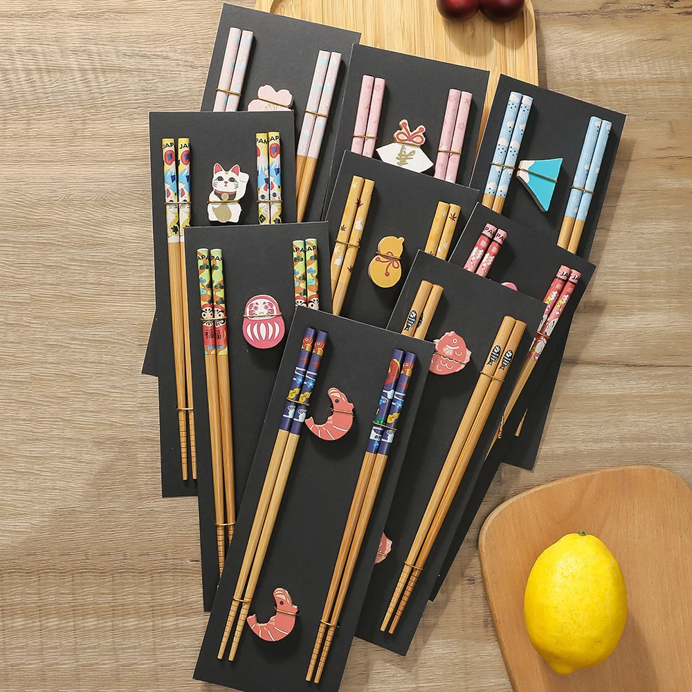 Eco-Friendly Wooden Chopsticks Set – Handmade Non-Slip Tableware (2 Pairs)