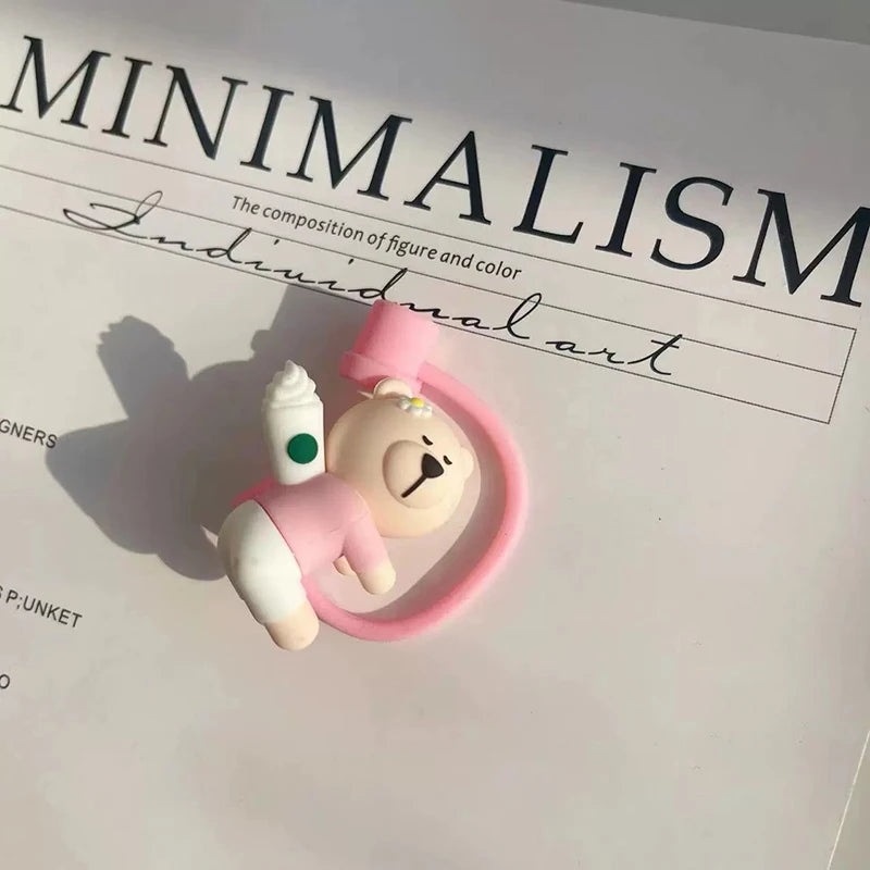 Kawaii Silicone Bear Straw Caps for Tumblers (7–8mm) - Accessories