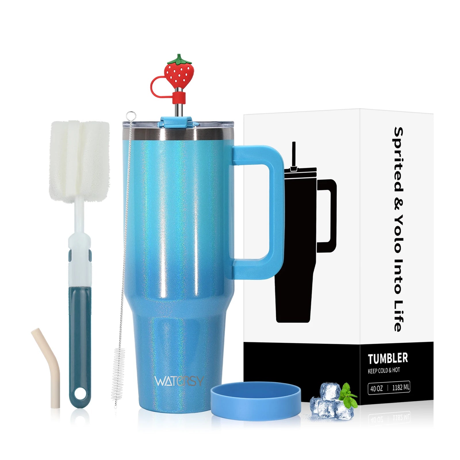 WATERSY 30/40oz Insulated Drinkware – Stainless Steel Tumbler with Handle & Straw