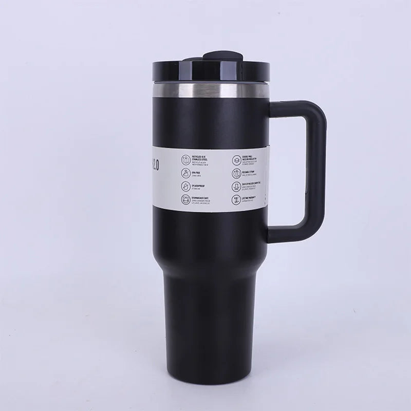 Stainless Steel Vacuum Insulated Metal Cup/Travel Mug/Tumbler/Drinkware with Lid and Straw for Water, Iced Tea or Coffee
