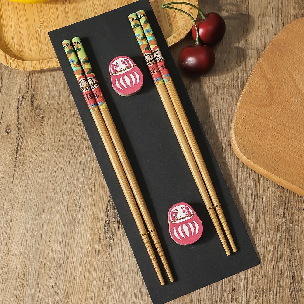 Eco-Friendly Wooden Chopsticks Set – Handmade Non-Slip Tableware (2 Pairs)