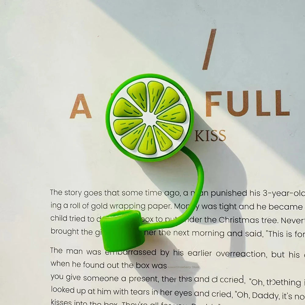 Cute Lemon Silicone Straw Covers – Dust-Proof Kawaii Straw Toppers for 10mm Straws - Accessories