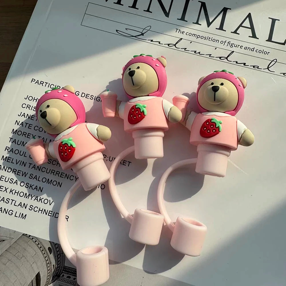 Kawaii Silicone Bear Straw Caps for Tumblers (7–8mm) - Accessories