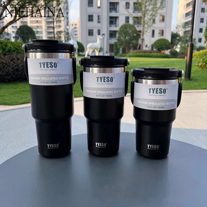 Tyeso Stainless Steel Vacuum Drinkware – 600ml, 900ml & 1200ml Thermal Coffee Cup