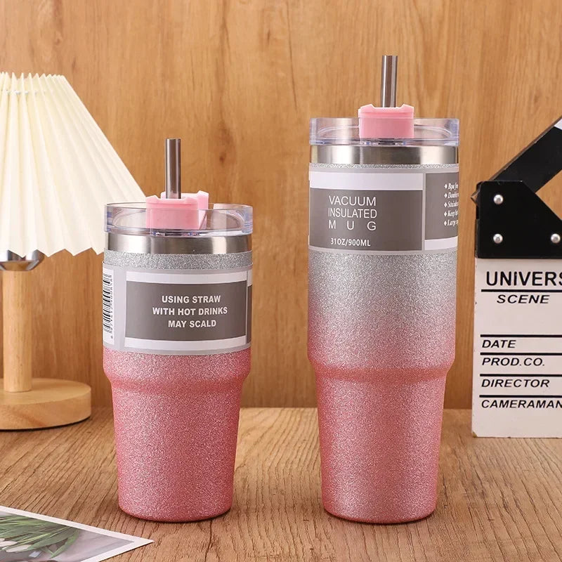 30oz Stainless Steel Drinkware – Vacuum Insulated Tumbler Bottle with Straw Lid