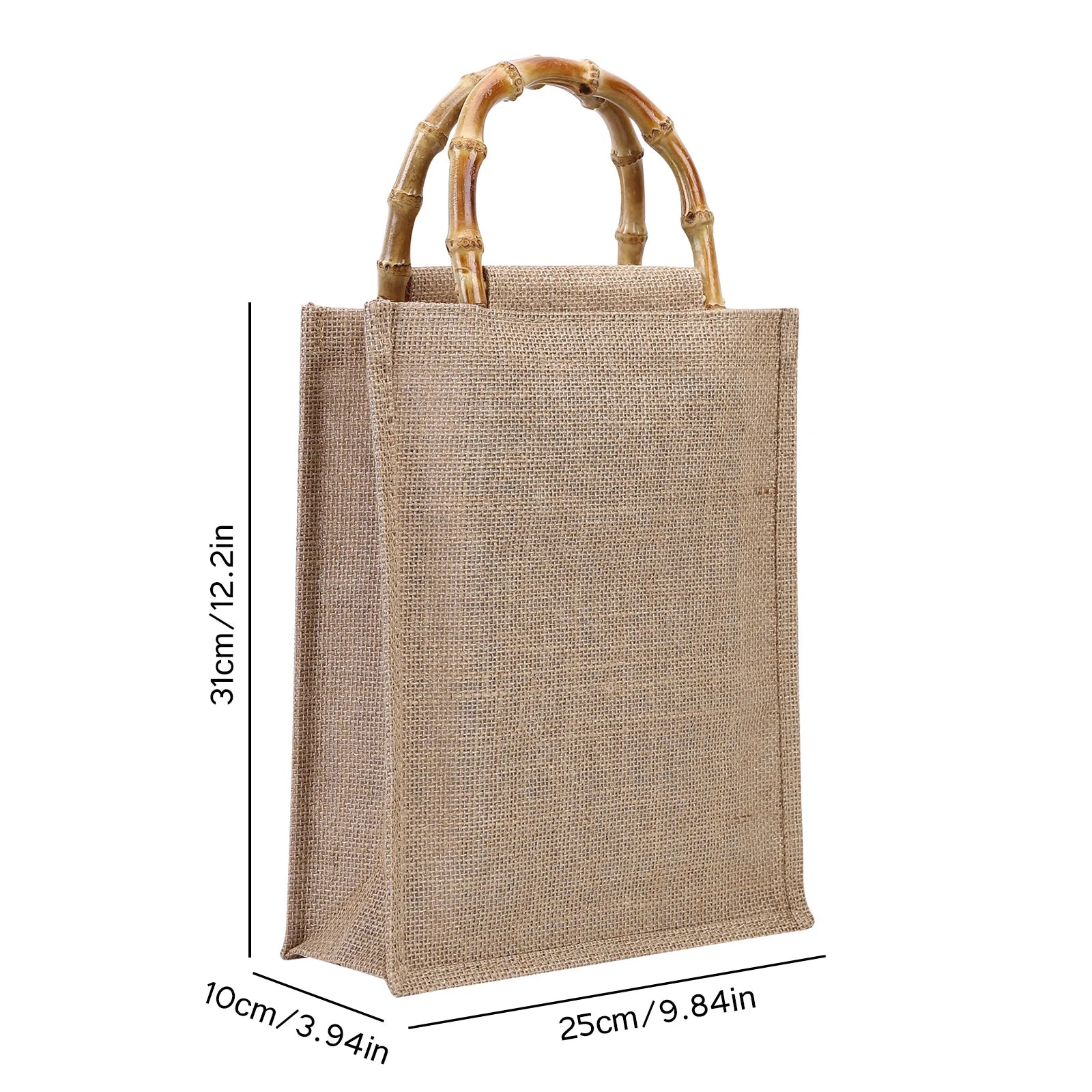 Eco-Friendly Jute Tote Bag with Bamboo Handles