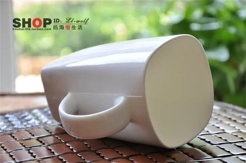 600ml Elegant Square Bone China Mug – White