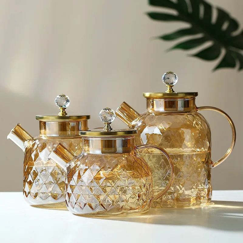 Amber Glass Teapot with Filter – 1L/1.8L