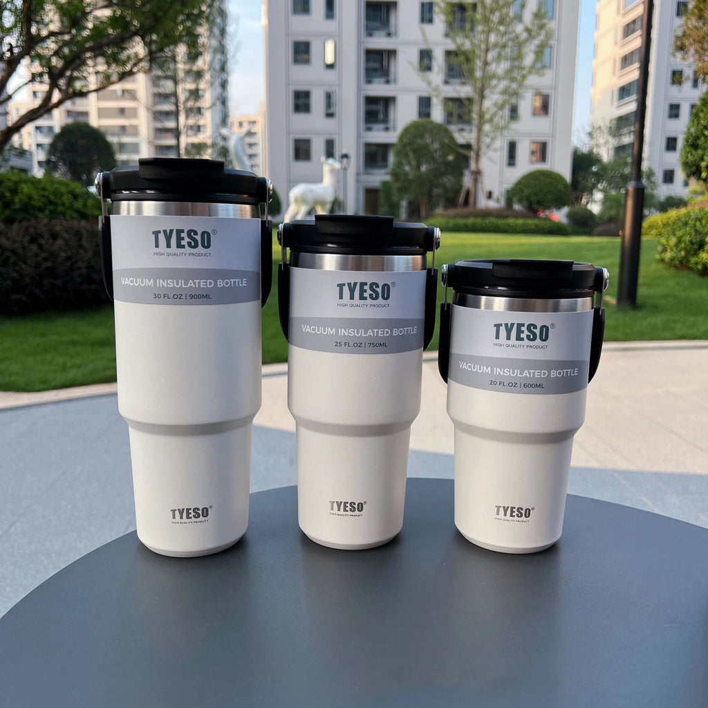 Tyeso Stainless Steel Vacuum Drinkware – 600ml, 900ml & 1200ml Thermal Coffee Cup
