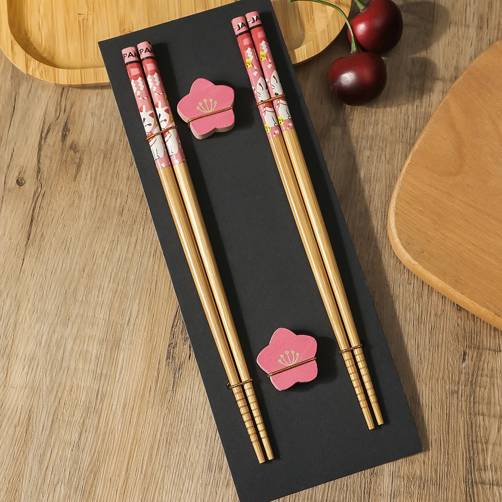 Eco-Friendly Wooden Chopsticks Set – Handmade Non-Slip Tableware (2 Pairs)