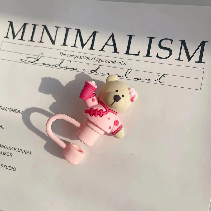 Kawaii Silicone Bear Straw Caps for Tumblers (7–8mm) - Accessories
