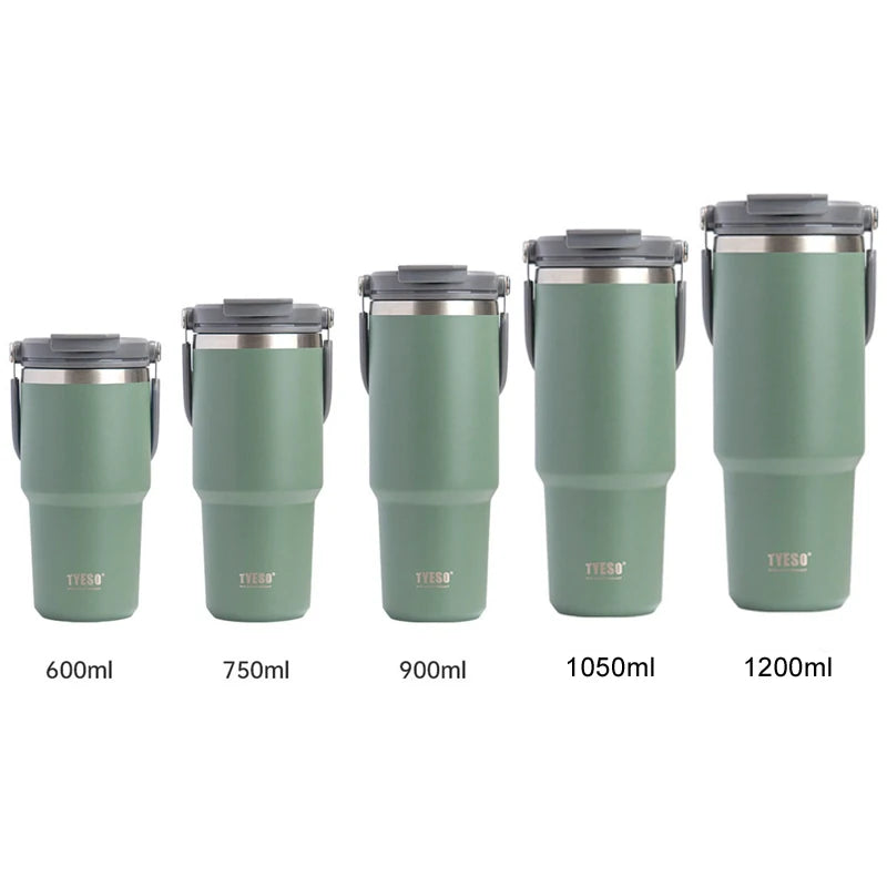 Tyeso Stainless Steel Vacuum Drinkware – 600ml, 900ml & 1200ml Thermal Coffee Cup
