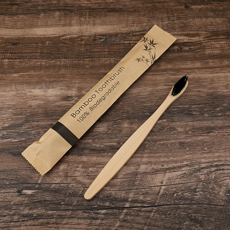 Eco Bamboo Toothbrush 🌿 — soft, smooth, and planet-friendly! 😁