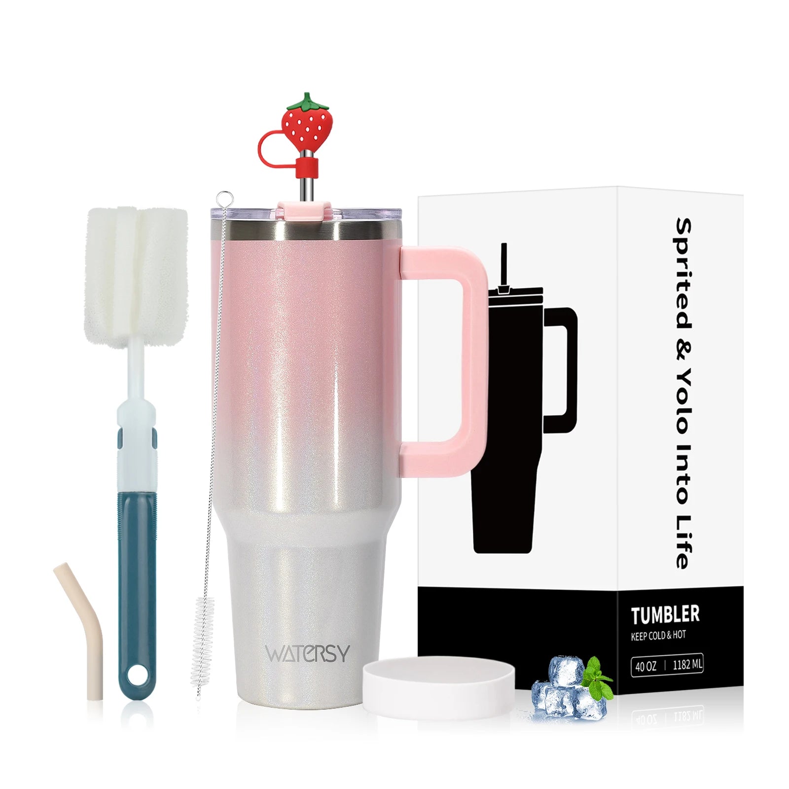 WATERSY 30/40oz Insulated Drinkware – Stainless Steel Tumbler with Handle & Straw