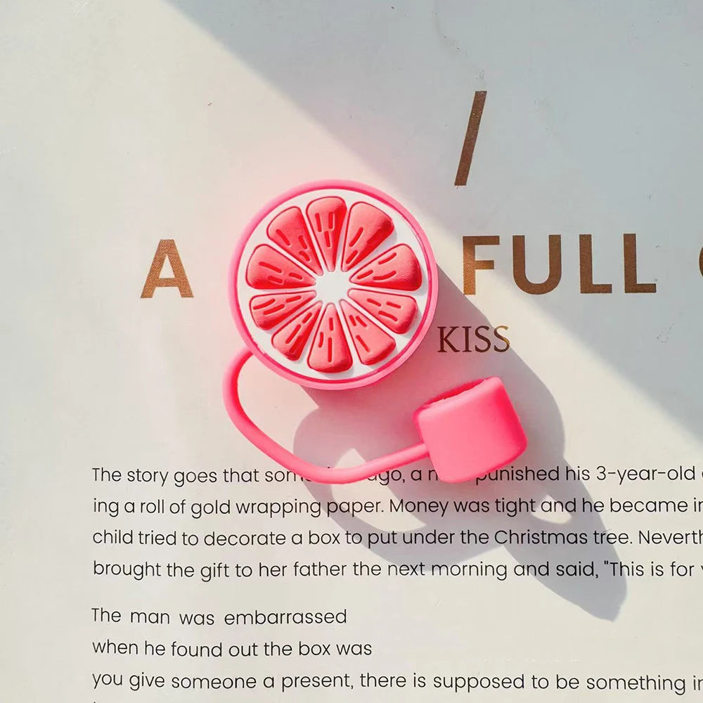 Cute Lemon Silicone Straw Covers – Dust-Proof Kawaii Straw Toppers for 10mm Straws - Accessories