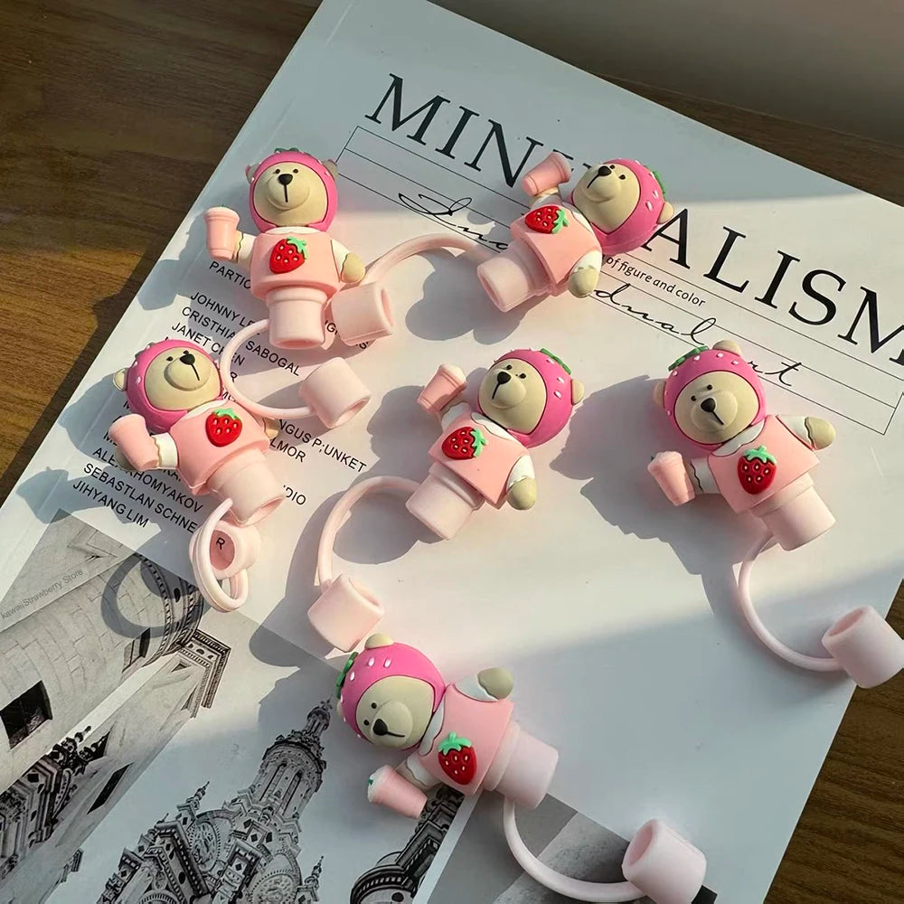 Kawaii Silicone Bear Straw Caps for Tumblers (7–8mm) - Accessories