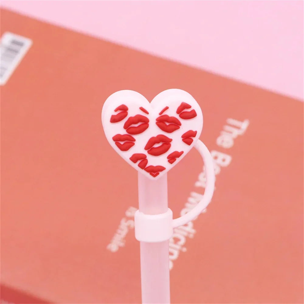 Kawaii Hearts & Bear Silicone Straw Caps – Stanley Cup & Tumbler Accessories (10mm)
