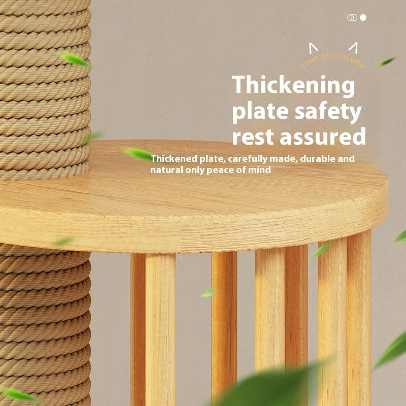 Pet Cat Tree 5-Tier Floor to Ceiling Cat Tower Cactus Tall Climbing Tree with Scratching Post Hammock Dangling Ball for Indoor Cats