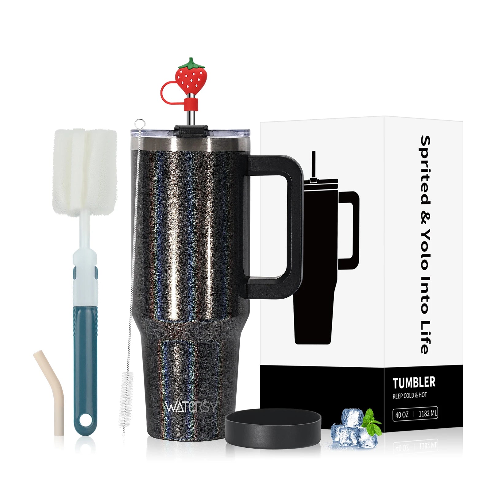 WATERSY 30/40oz Insulated Drinkware – Stainless Steel Tumbler with Handle & Straw