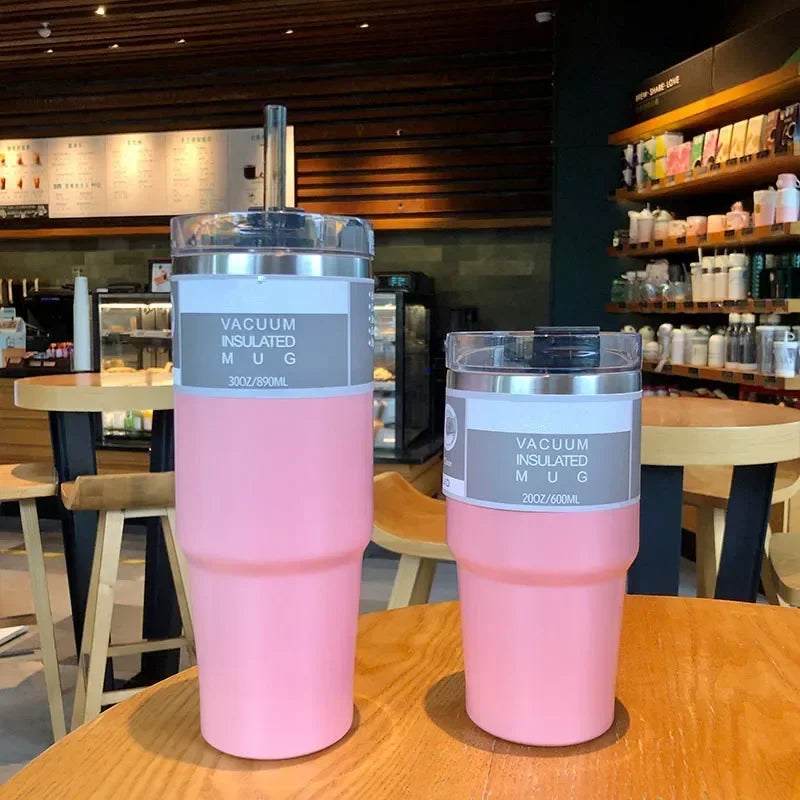 30oz Stainless Steel Drinkware – Vacuum Insulated Tumbler Bottle with Straw Lid