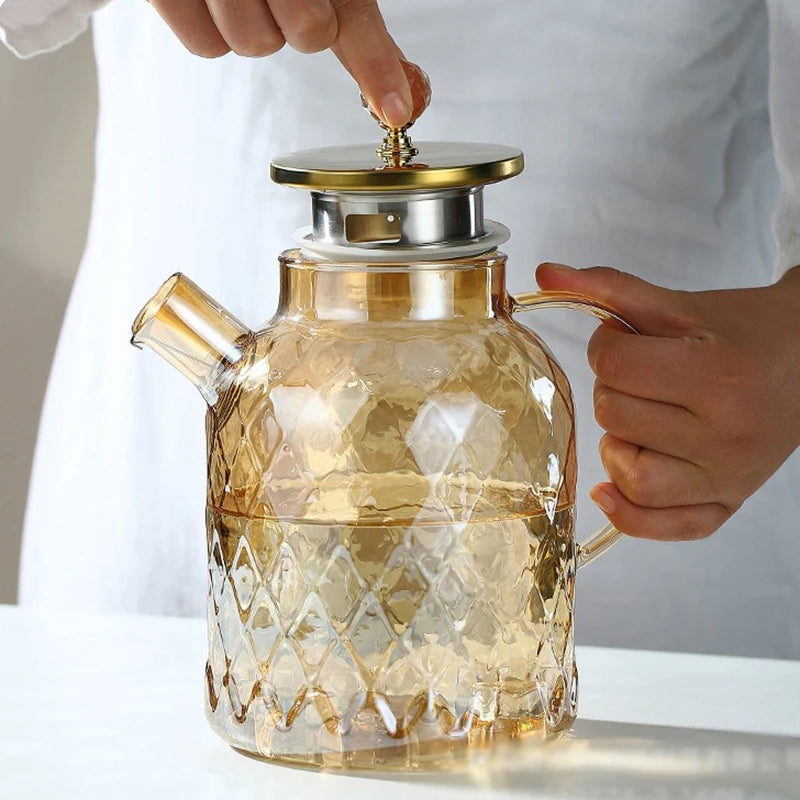 Amber Glass Teapot with Filter – 1L/1.8L
