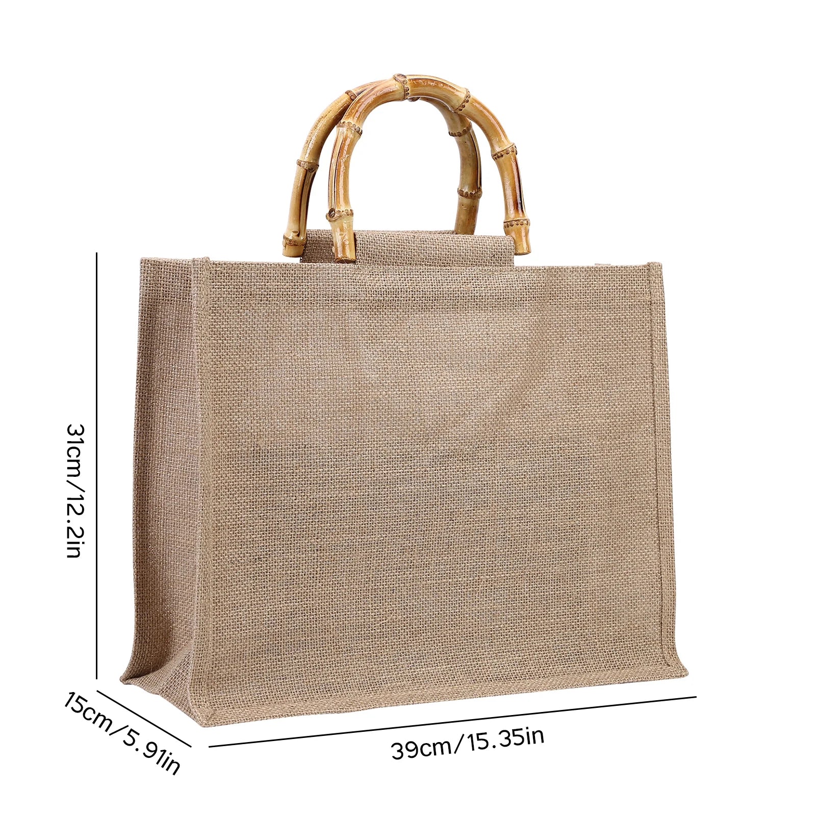 Eco-Friendly Jute Tote Bag with Bamboo Handles