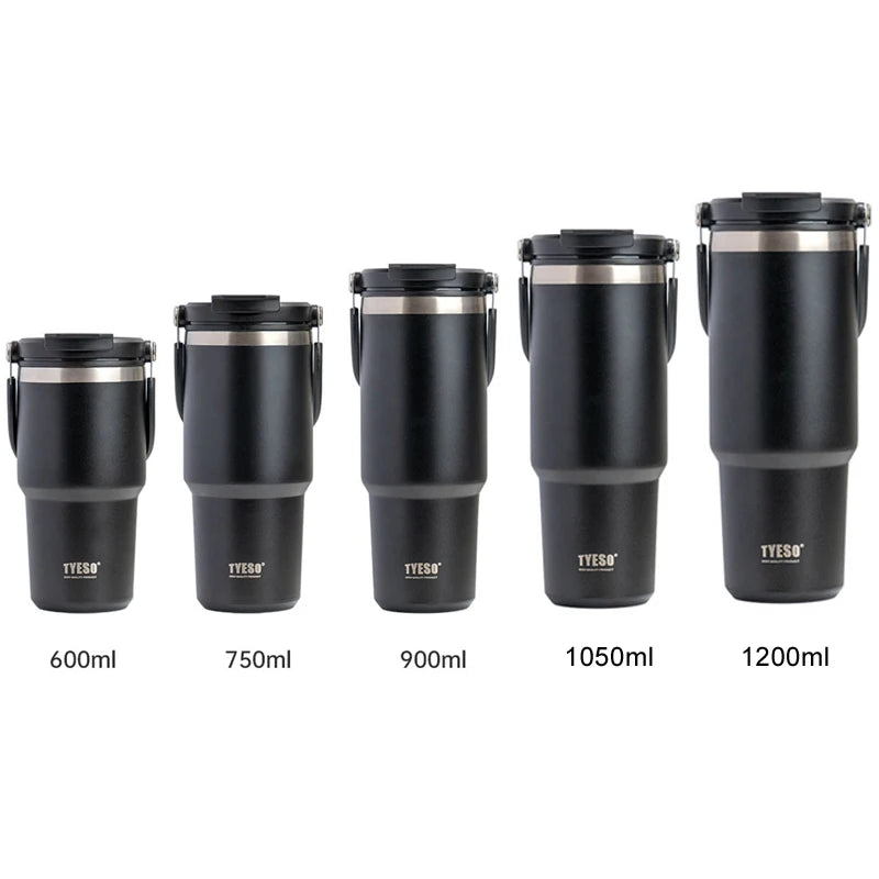 Tyeso Stainless Steel Vacuum Drinkware – 600ml, 900ml & 1200ml Thermal Coffee Cup
