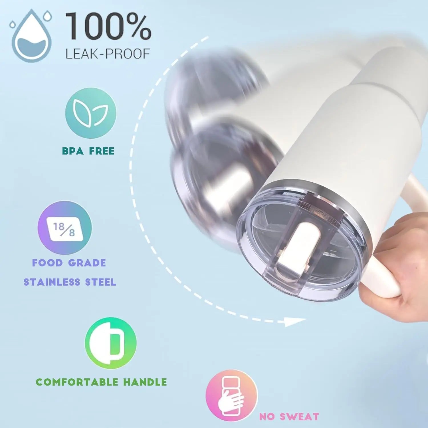 Stainless Steel Vacuum Insulated Metal Cup/Travel Mug/Tumbler/Drinkware with Lid and Straw for Water, Iced Tea or Coffee