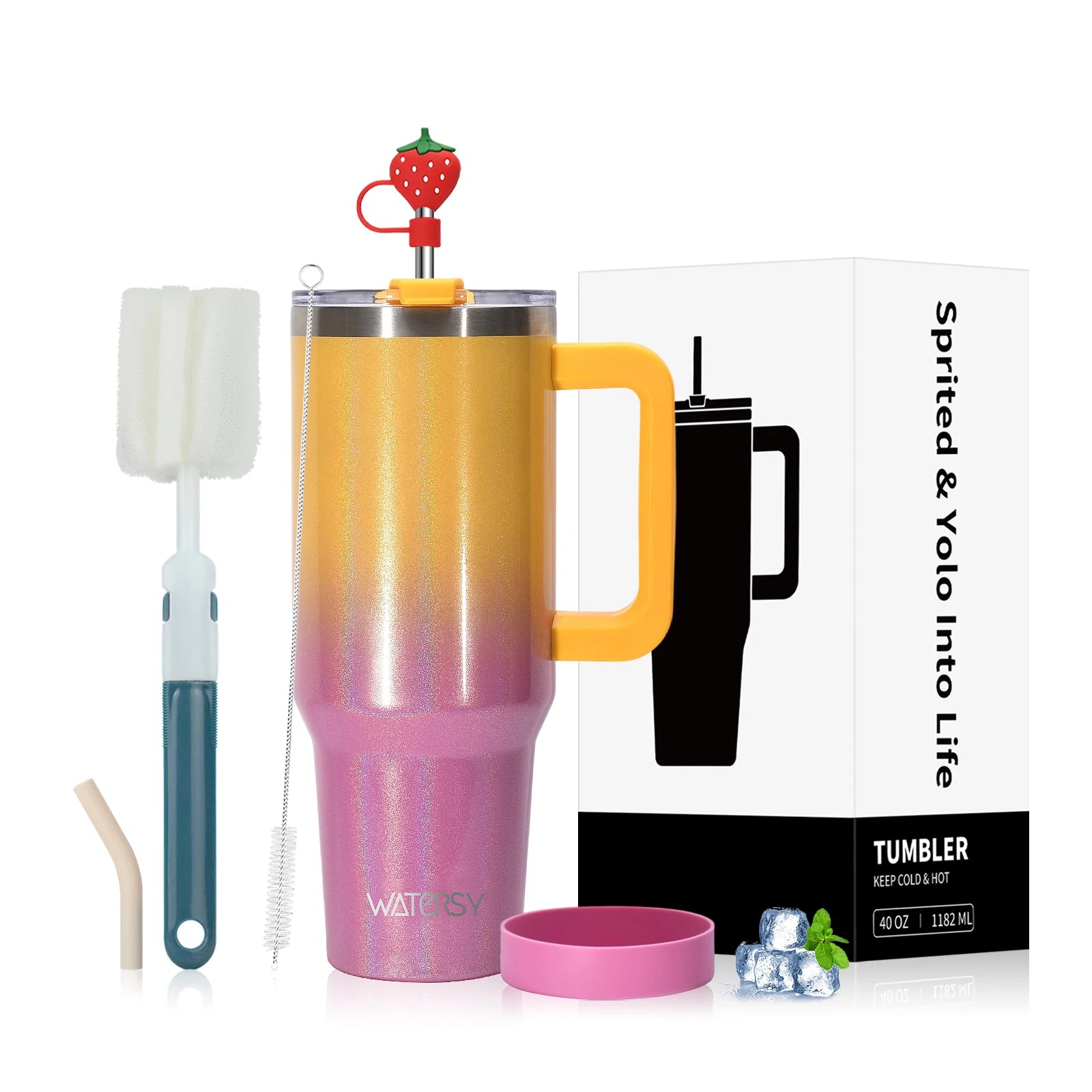 WATERSY 30/40oz Insulated Drinkware – Stainless Steel Tumbler with Handle & Straw