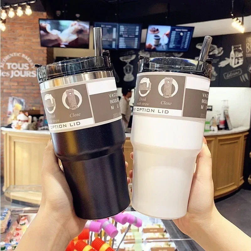 30oz Stainless Steel Drinkware – Vacuum Insulated Tumbler Bottle with Straw Lid