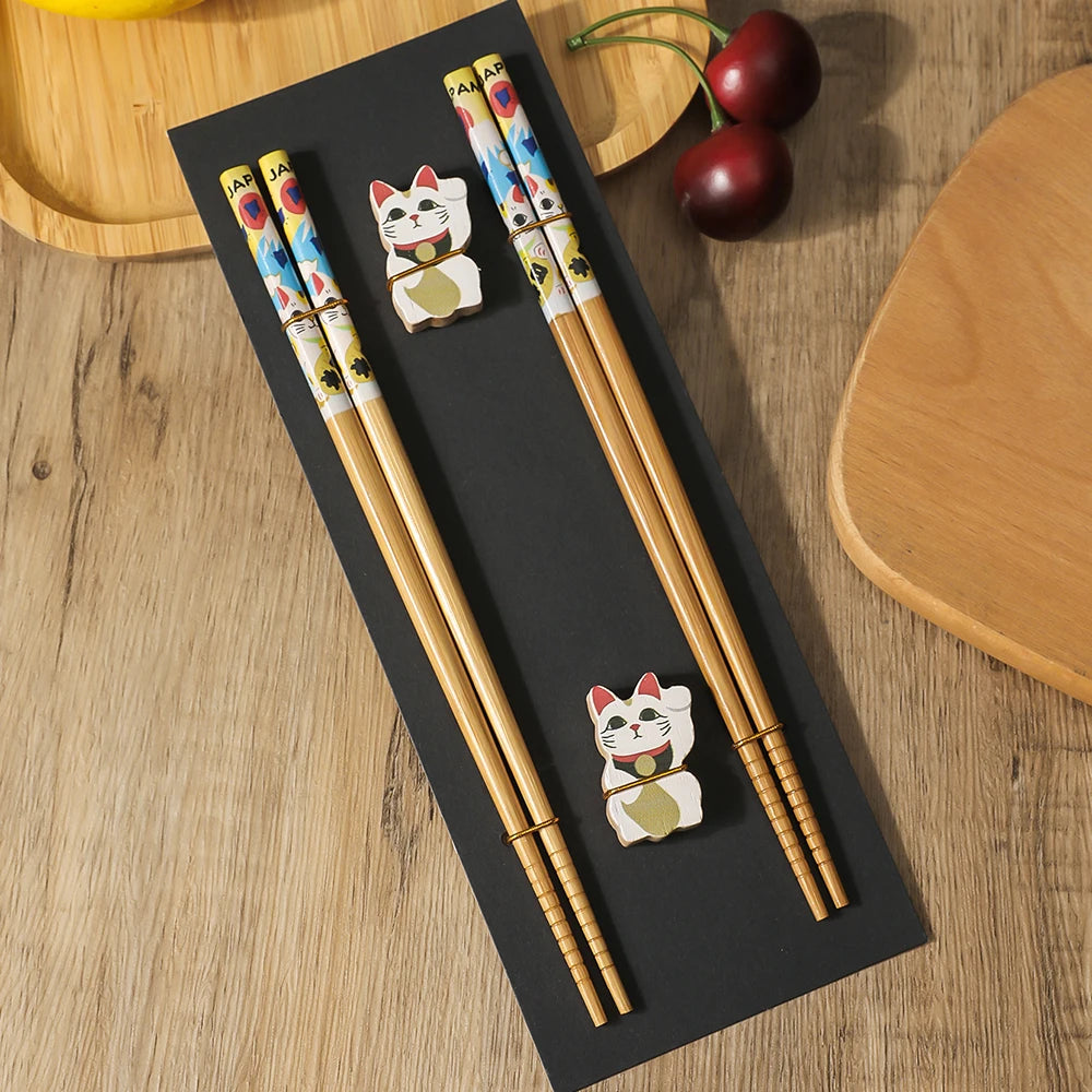 Eco-Friendly Wooden Chopsticks Set – Handmade Non-Slip Tableware (2 Pairs)