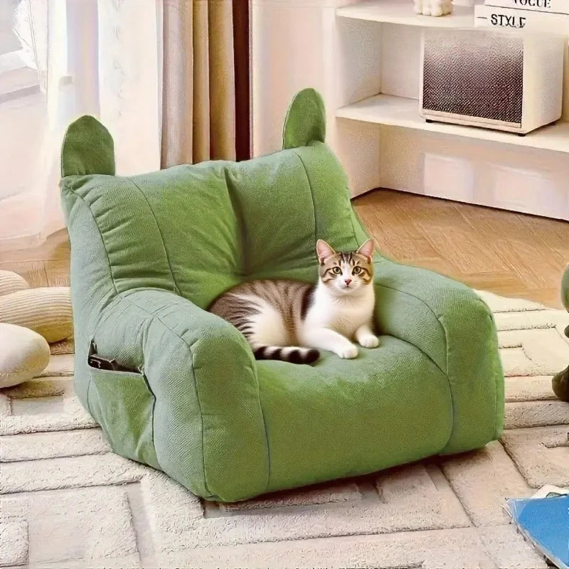Cartoon Cat Sofa Bed, Washable Indoor Pet Bed (Up to 2.72 kg)