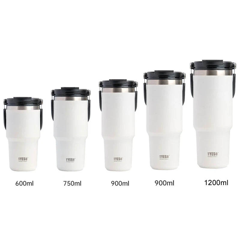 Tyeso Stainless Steel Vacuum Drinkware – 600ml, 900ml & 1200ml Thermal Coffee Cup