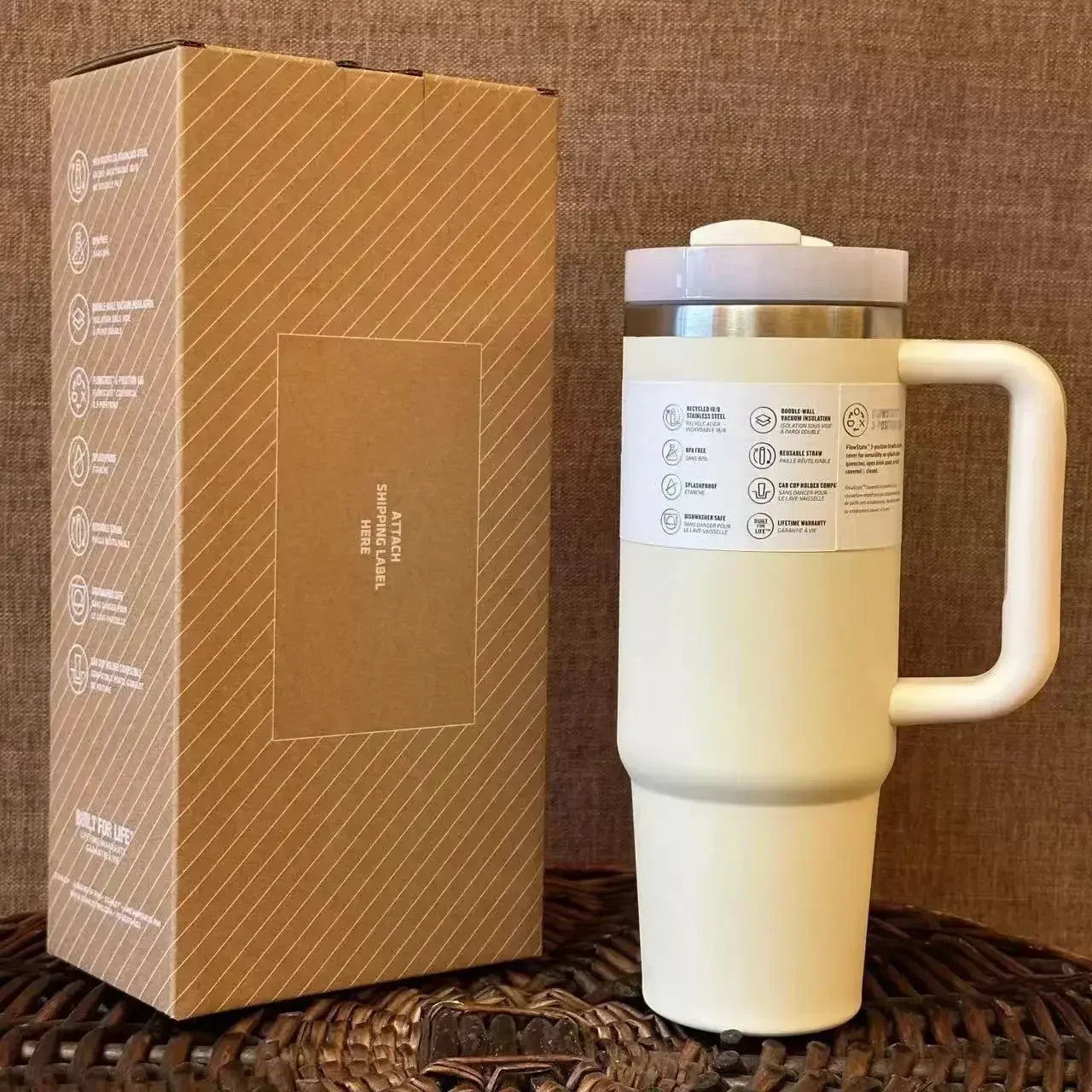 Stainless Steel Vacuum Insulated Metal Cup/Travel Mug/Tumbler/Drinkware with Lid and Straw for Water, Iced Tea or Coffee