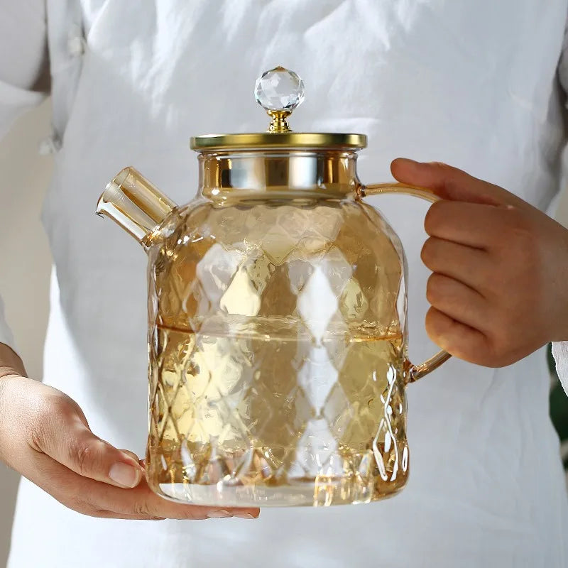 Amber Glass Teapot with Filter – 1L/1.8L