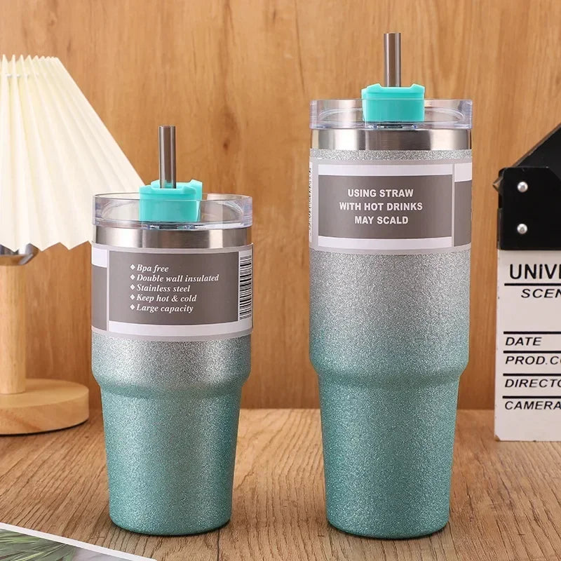 30oz Stainless Steel Drinkware – Vacuum Insulated Tumbler Bottle with Straw Lid