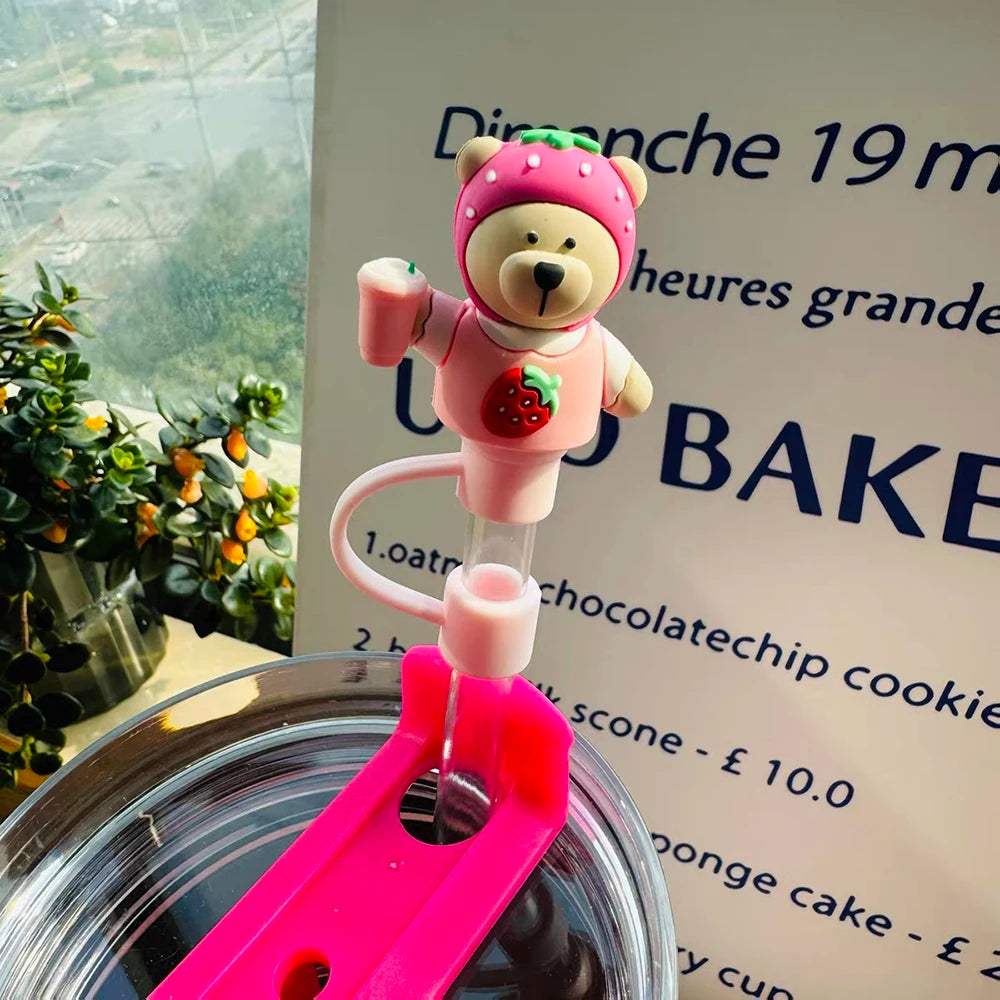 Kawaii Silicone Bear Straw Caps for Tumblers (7–8mm) - Accessories