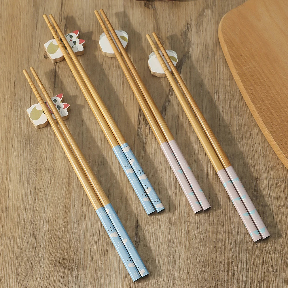 Eco-Friendly Wooden Chopsticks Set – Handmade Non-Slip Tableware (2 Pairs)