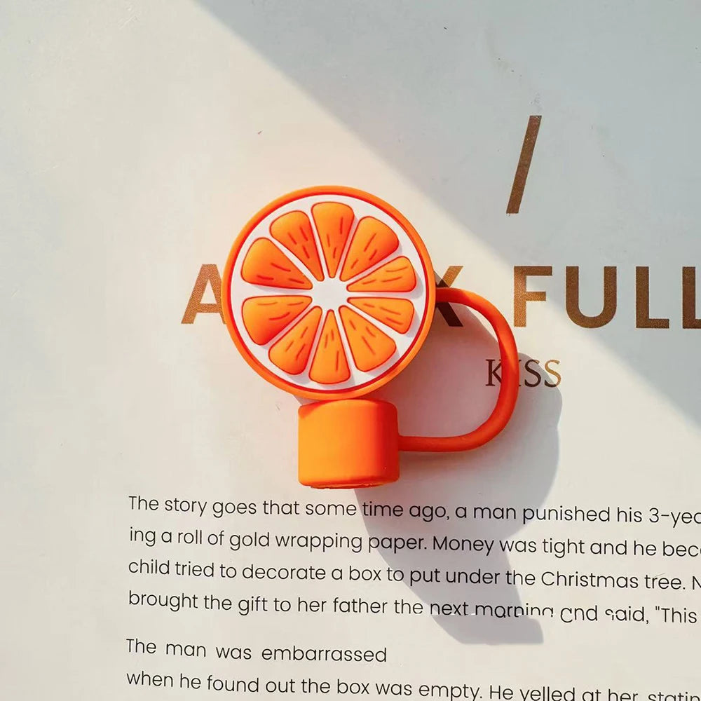 Cute Lemon Silicone Straw Covers – Dust-Proof Kawaii Straw Toppers for 10mm Straws - Accessories