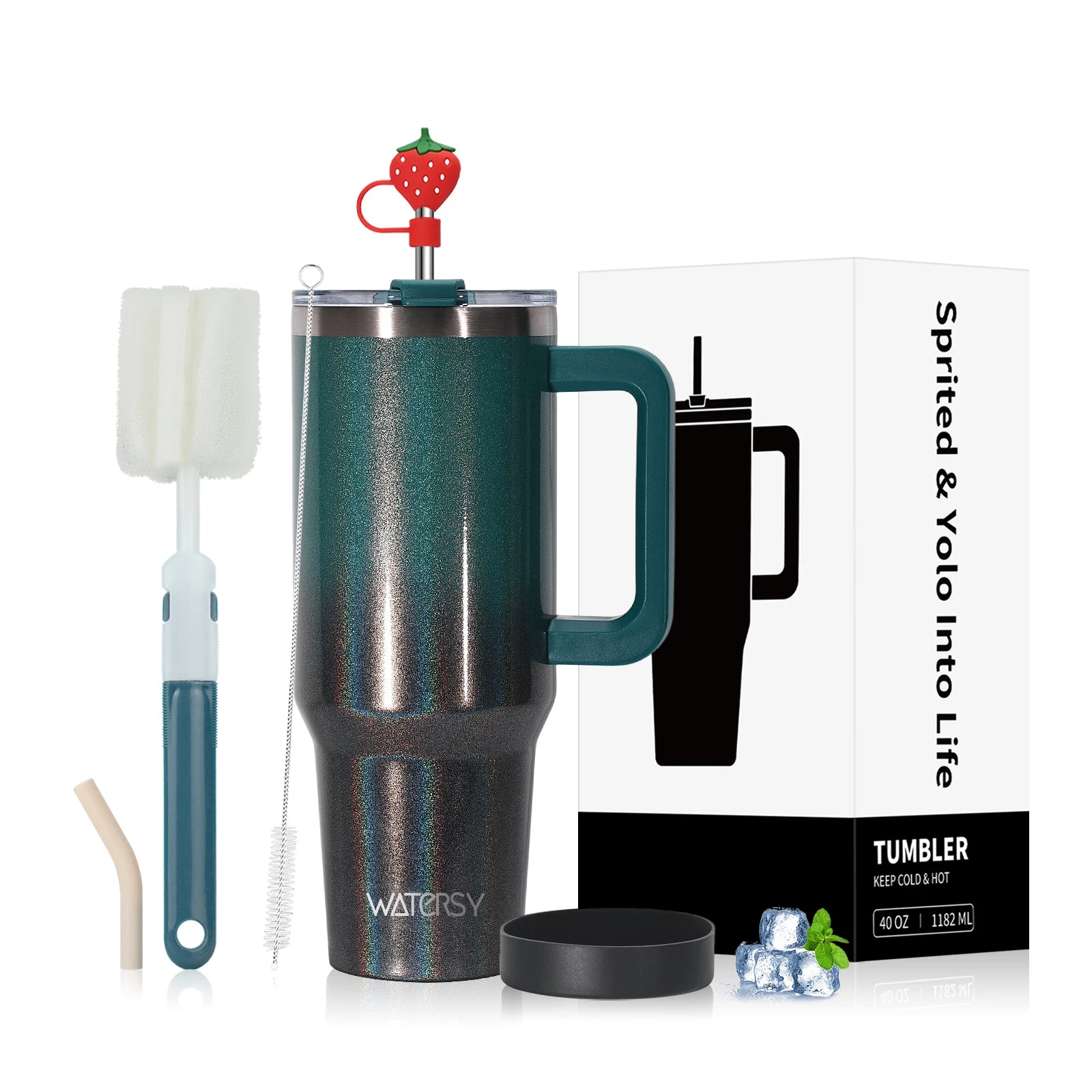 WATERSY 30/40oz Insulated Drinkware – Stainless Steel Tumbler with Handle & Straw