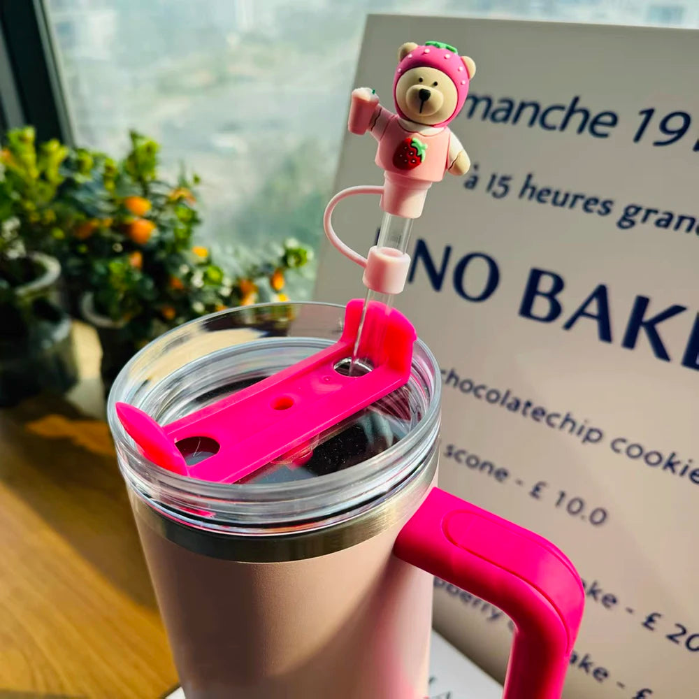 Kawaii Silicone Bear Straw Caps for Tumblers (7–8mm) - Accessories