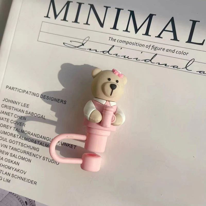 Kawaii Silicone Bear Straw Caps for Tumblers (7–8mm) - Accessories