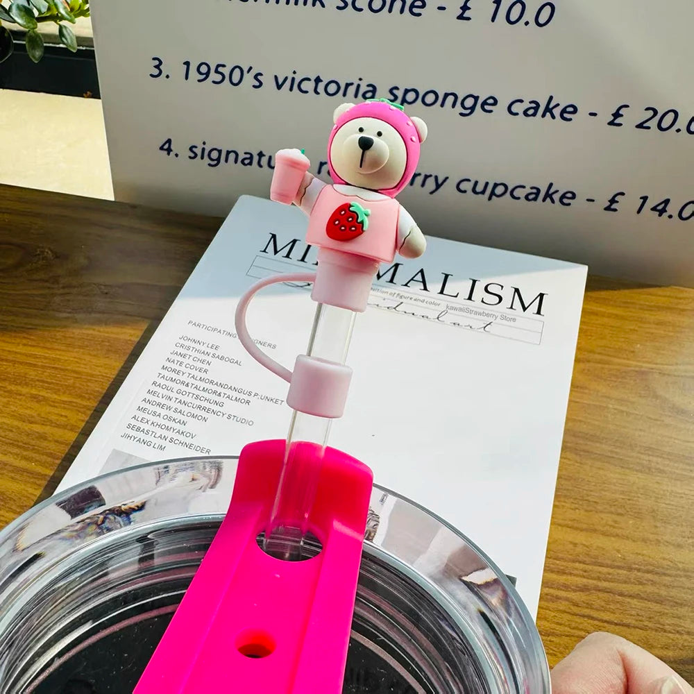 Kawaii Silicone Bear Straw Caps for Tumblers (7–8mm) - Accessories