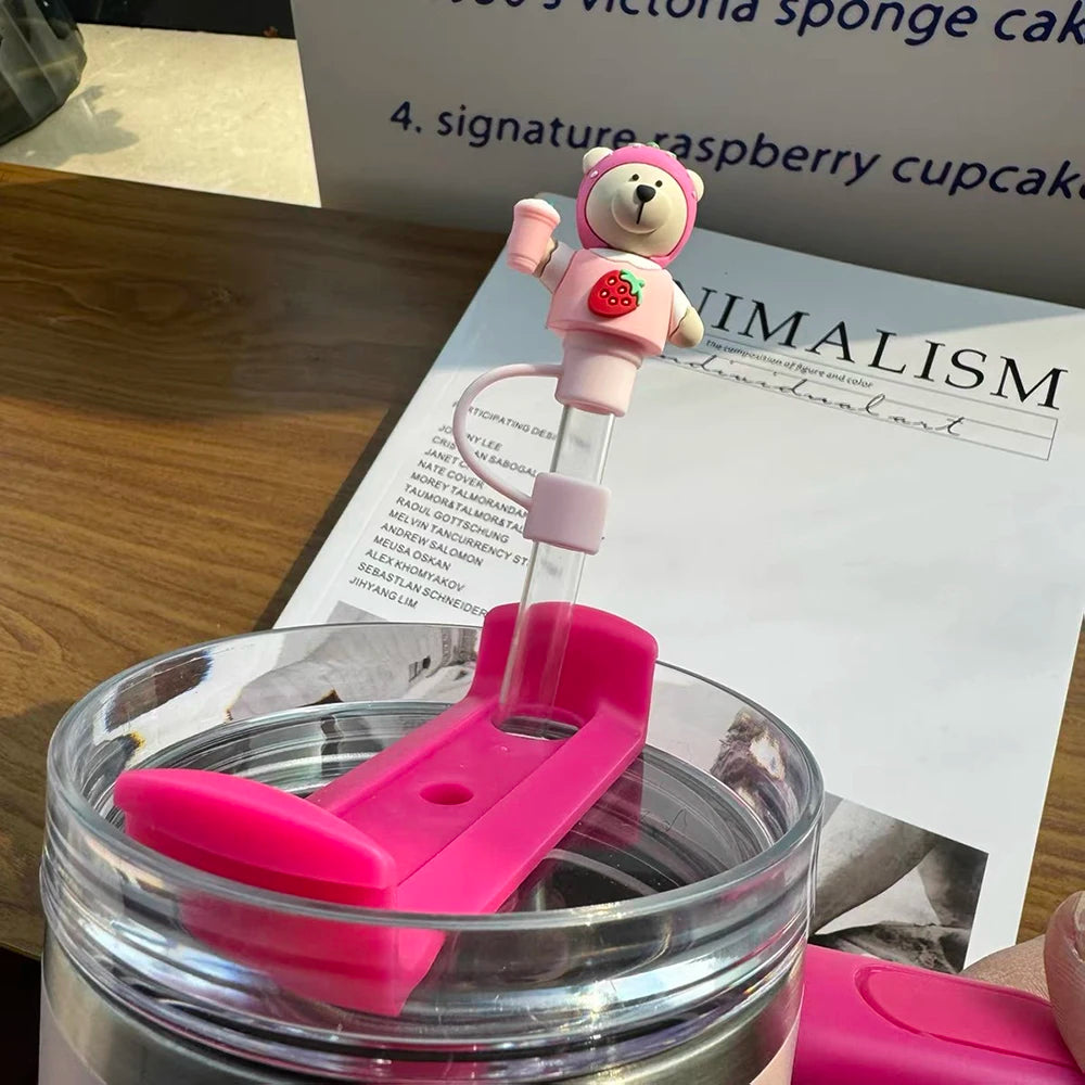 Kawaii Silicone Bear Straw Caps for Tumblers (7–8mm) - Accessories