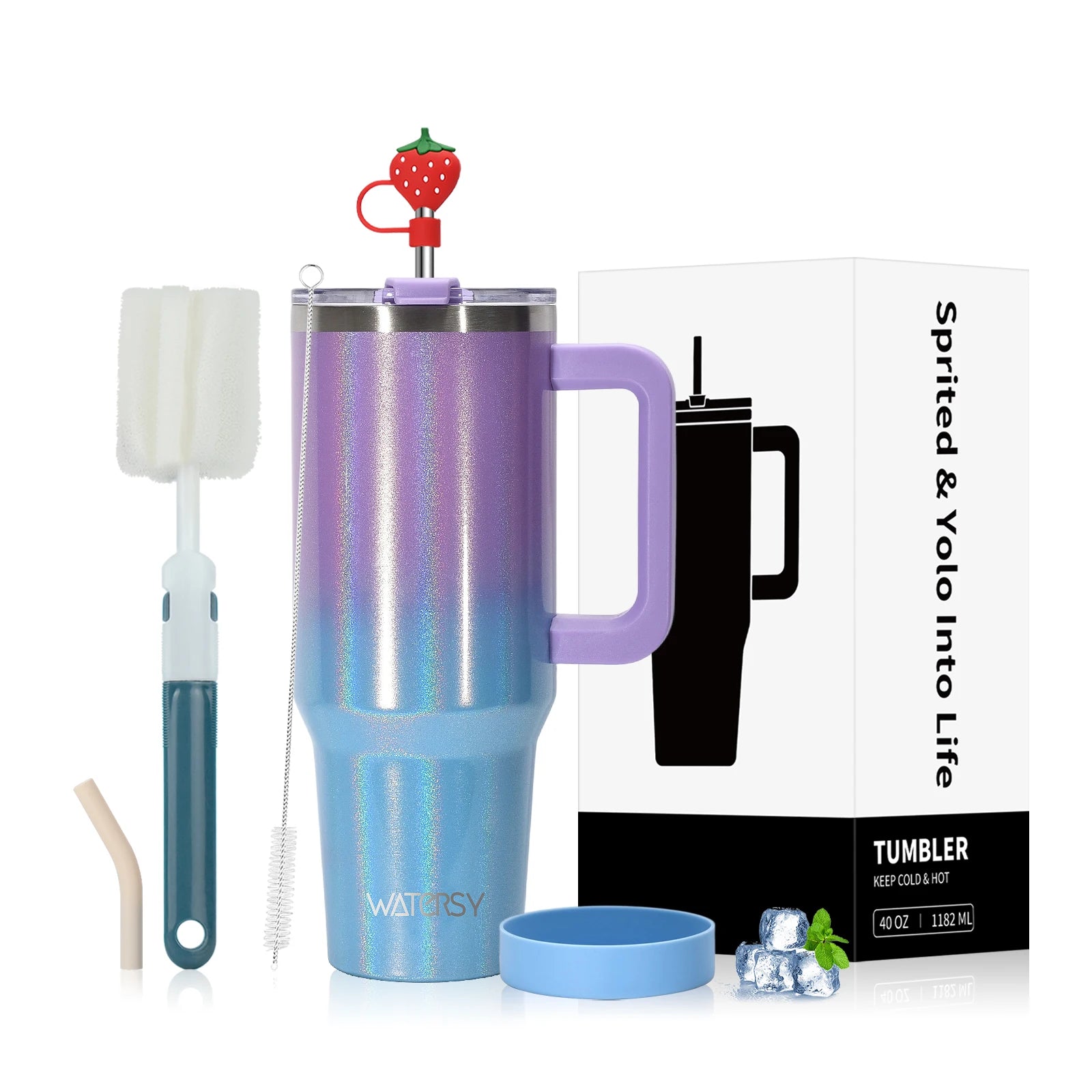 WATERSY 30/40oz Insulated Drinkware – Stainless Steel Tumbler with Handle & Straw