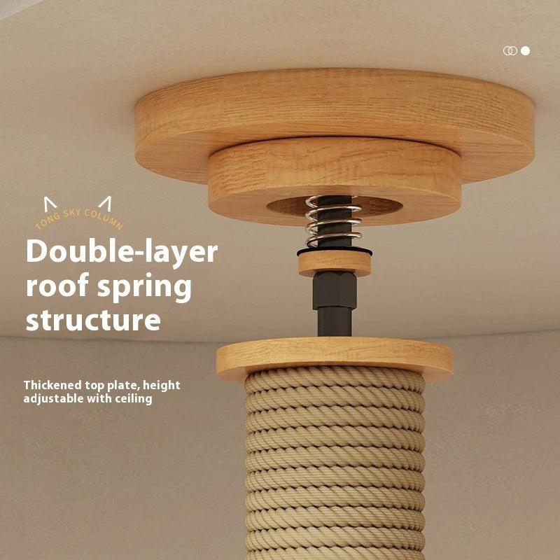 Pet Cat Tree 5-Tier Floor to Ceiling Cat Tower Cactus Tall Climbing Tree with Scratching Post Hammock Dangling Ball for Indoor Cats