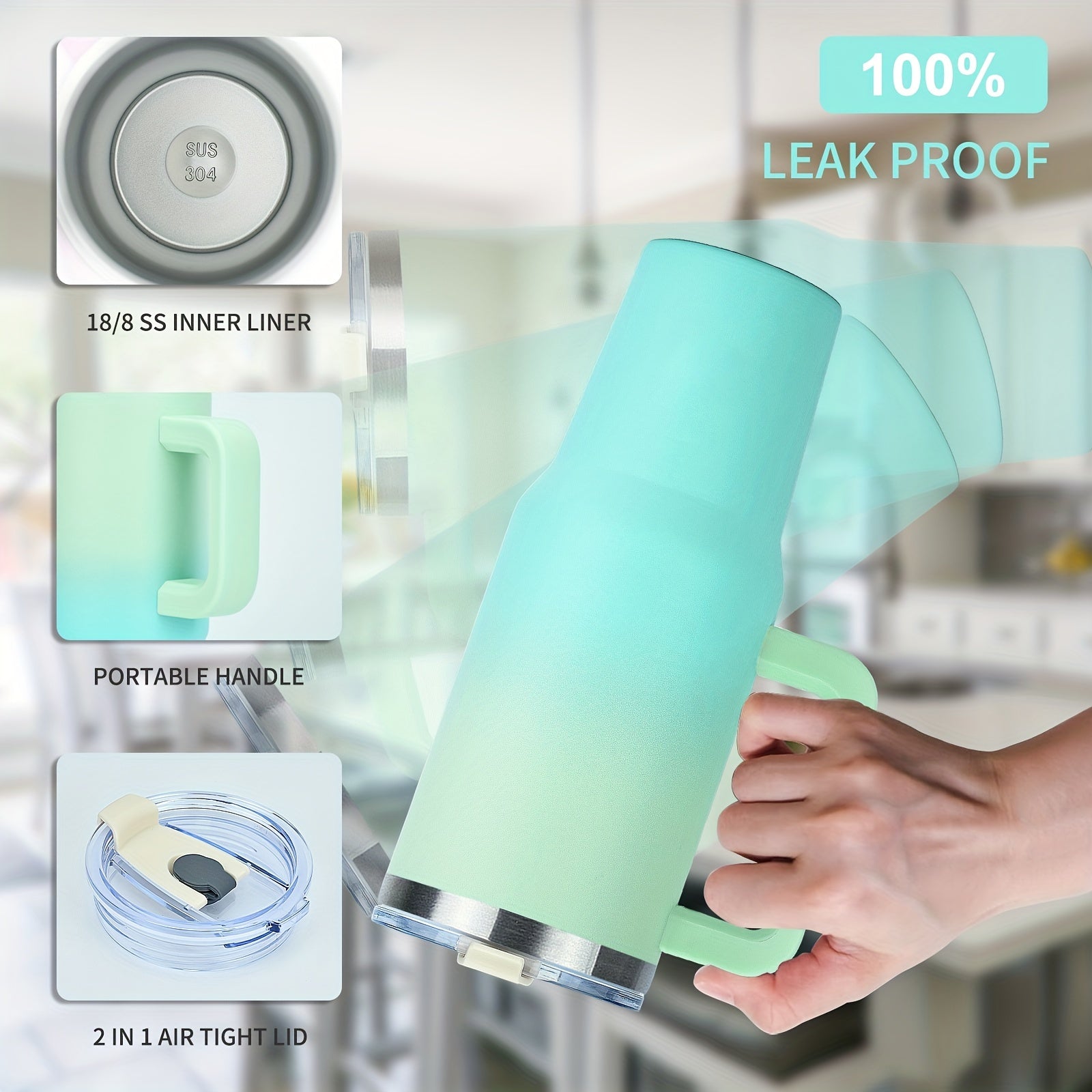 WATERSY 30oz/40oz Stainless Steel Tumbler with Handle & Straw